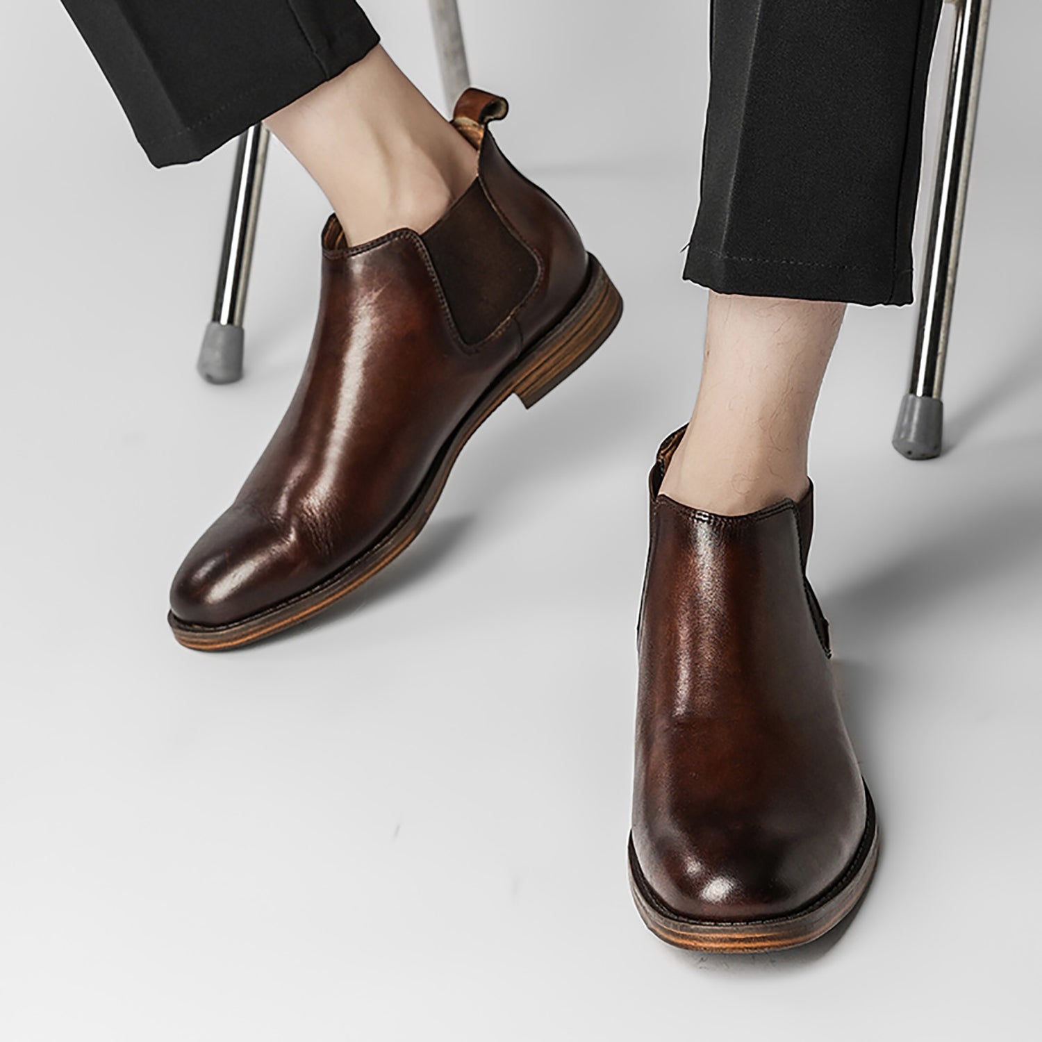 Men's Genuine Handmade Plain Toe Chelsea Boots