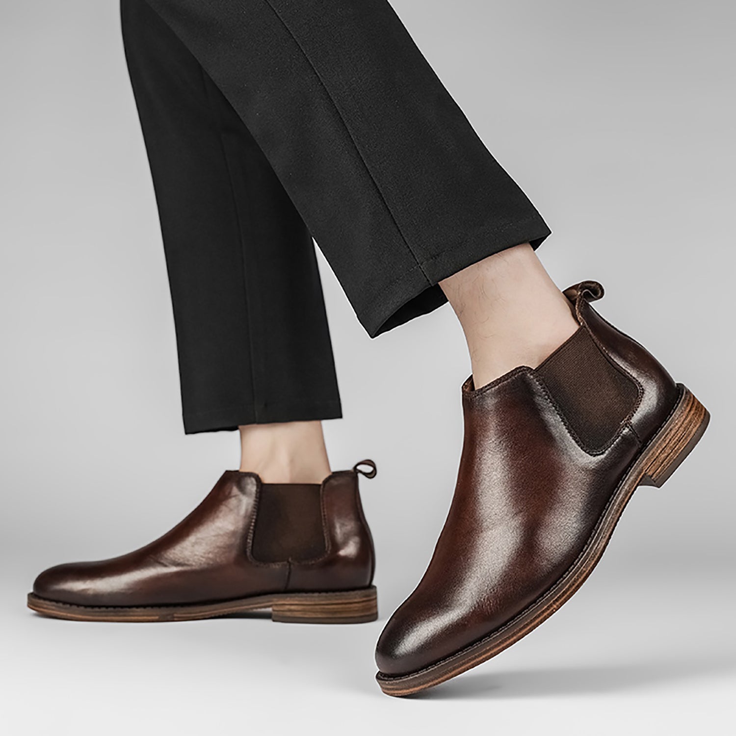 Men's Genuine Handmade Plain Toe Chelsea Boots