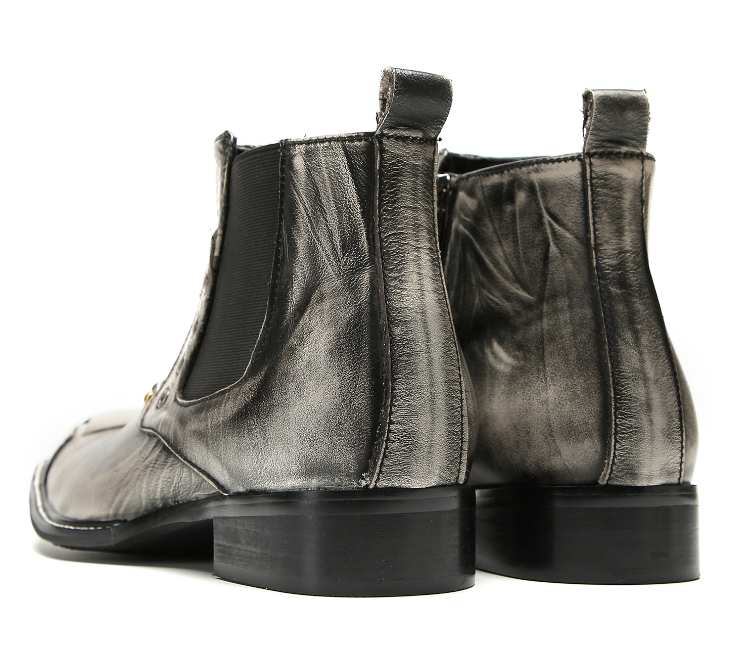 Men's Metal-Square Toe Zipper Fashion  Western Boots