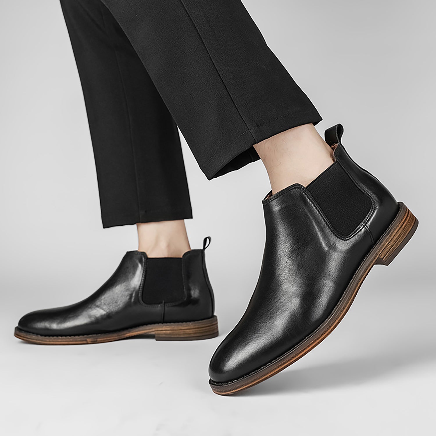 Men's Genuine Handmade Plain Toe Chelsea Boots