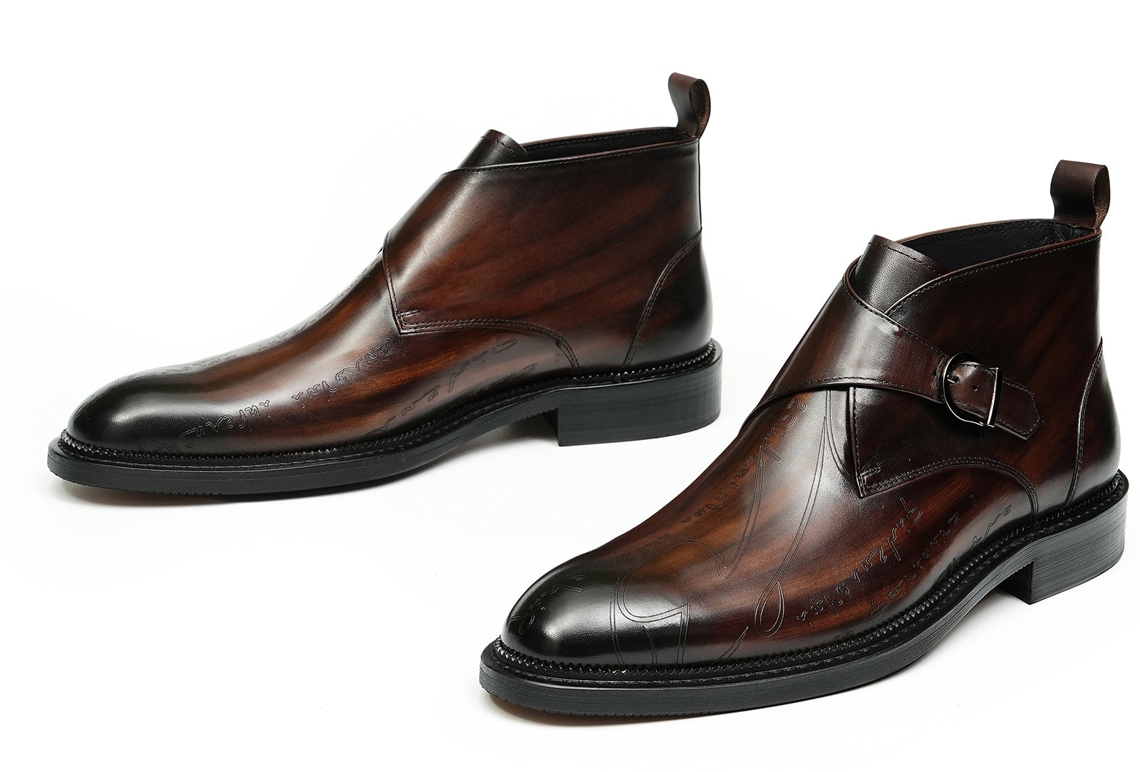 Men's Fashion Brogues Buckle Dress Boots
