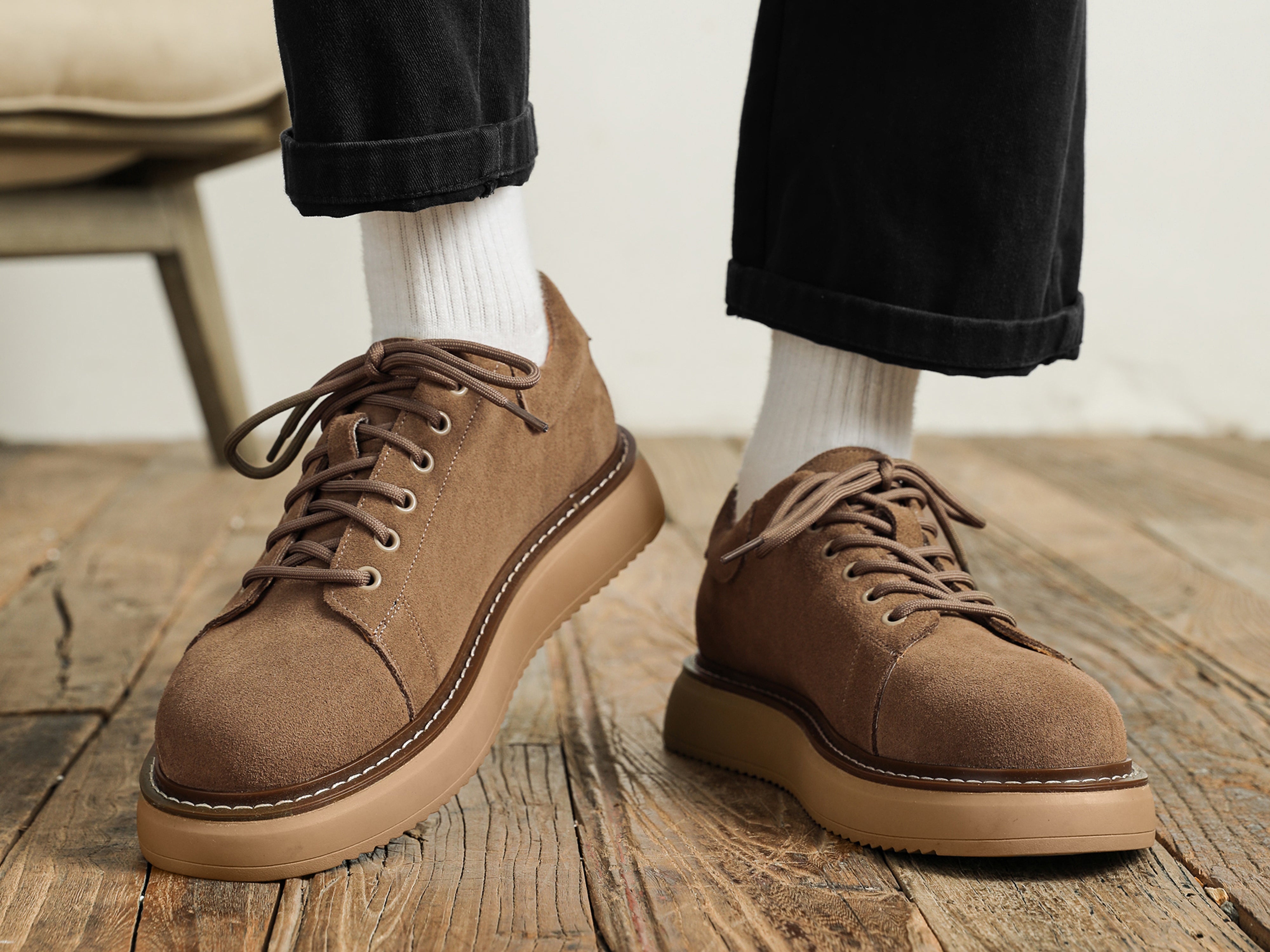 Zapatillas skate gruesas de ante para hombre
