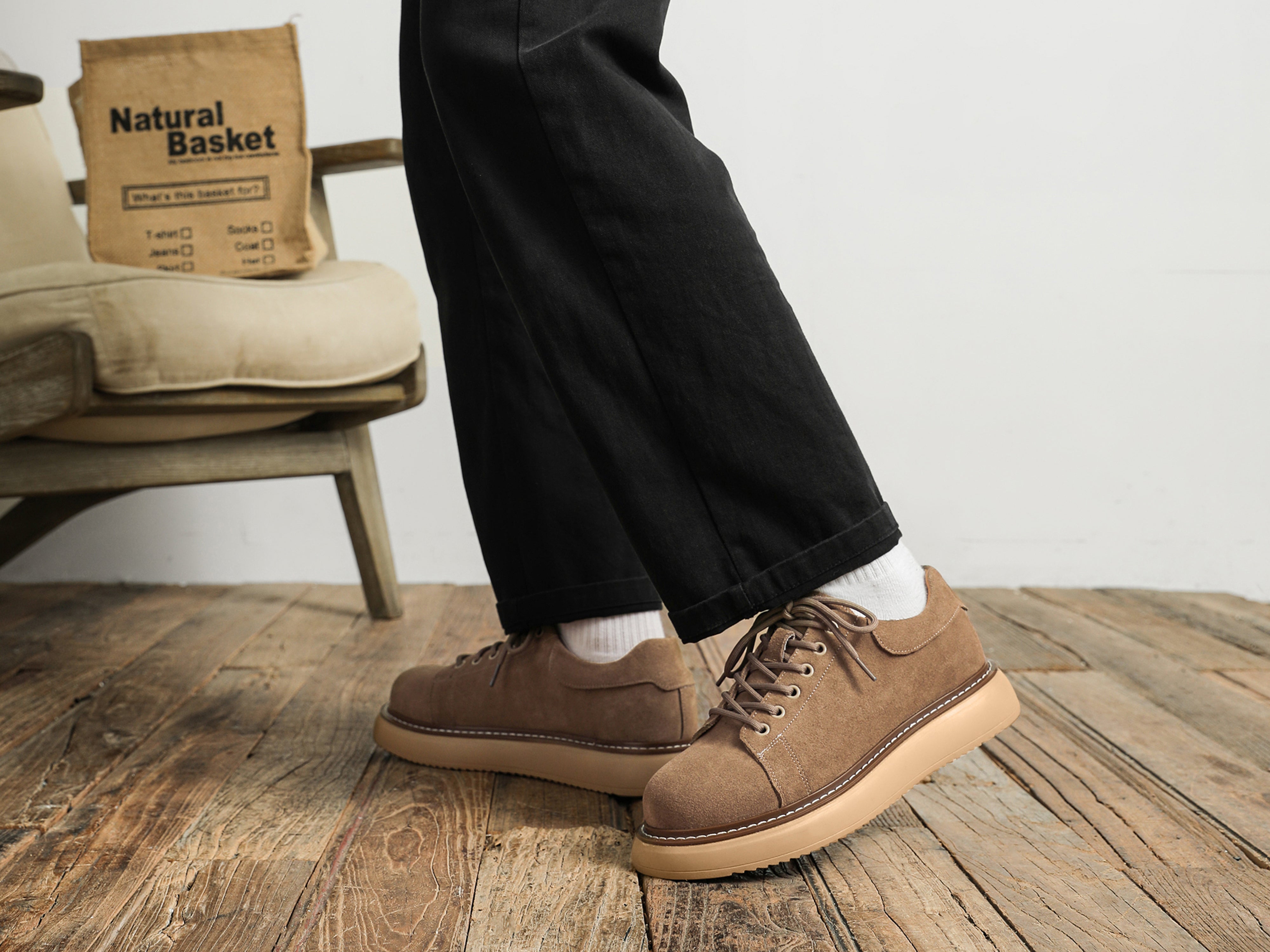Zapatillas skate gruesas de ante para hombre