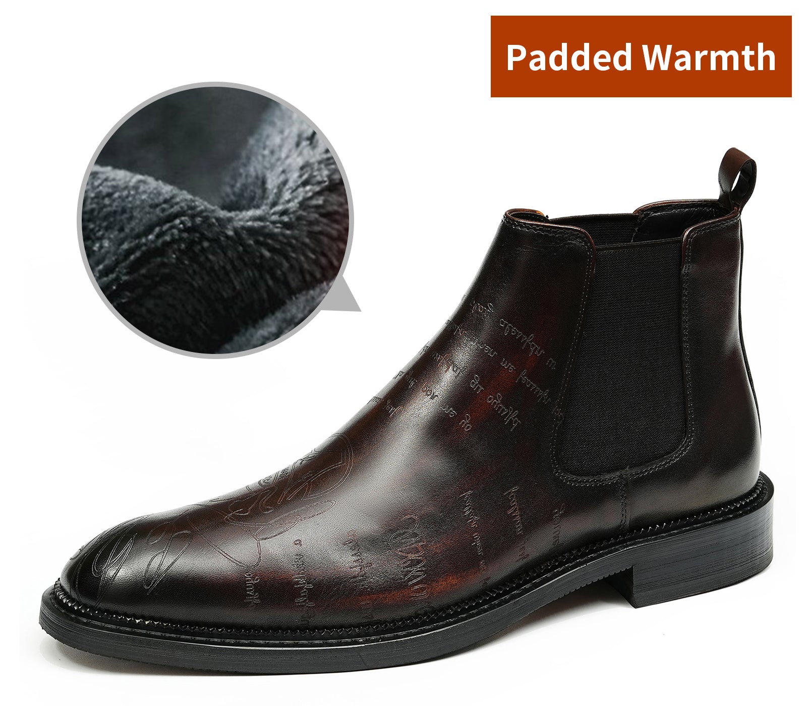 Botas Chelsea talladas formales de vestir a la moda para hombre