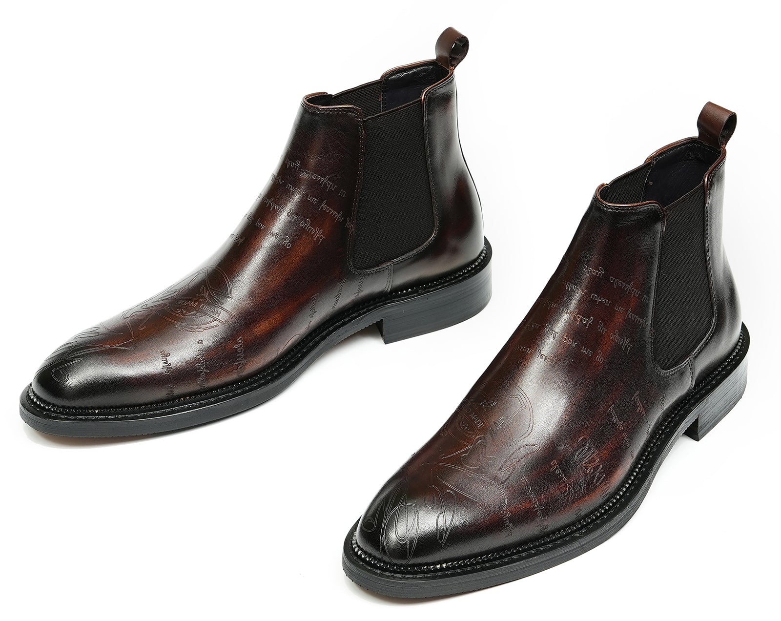 Botas Chelsea talladas formales de vestir a la moda para hombre