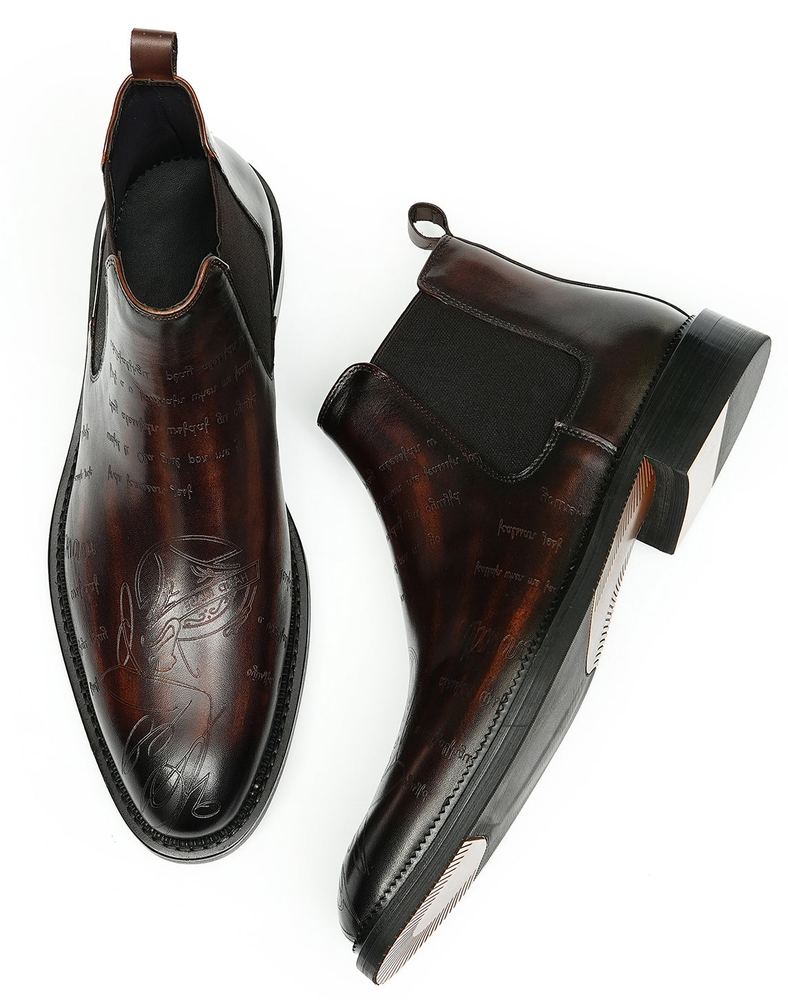 Botas Chelsea talladas formales de vestir a la moda para hombre