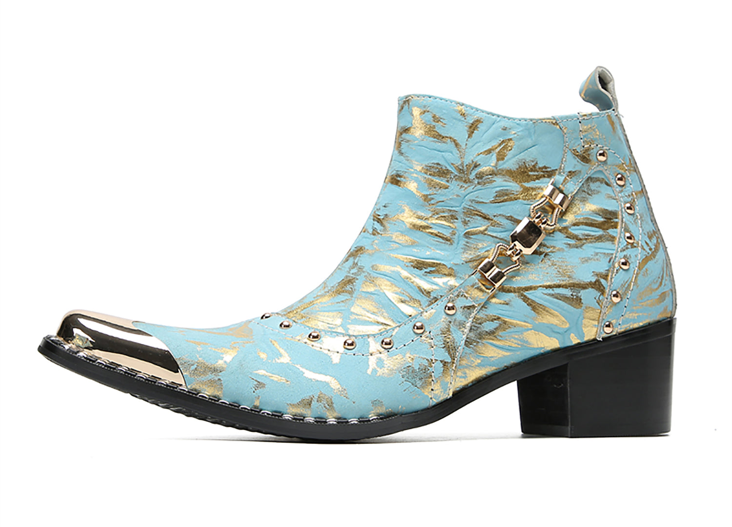 Men's Metal-Square Toe Beaded Western Boots