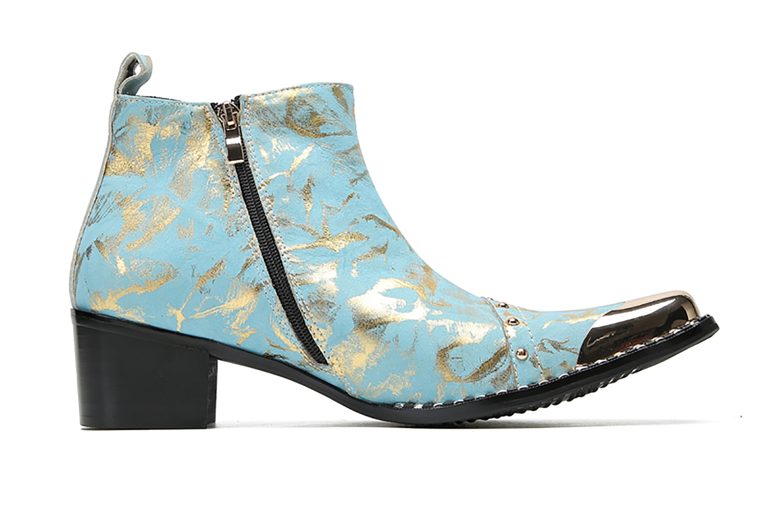 Men's Metal-Square Toe Beaded Western Boots