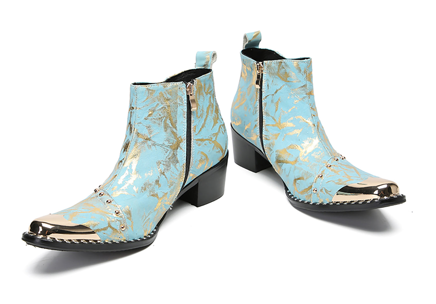 Men's Metal-Square Toe Beaded Western Boots