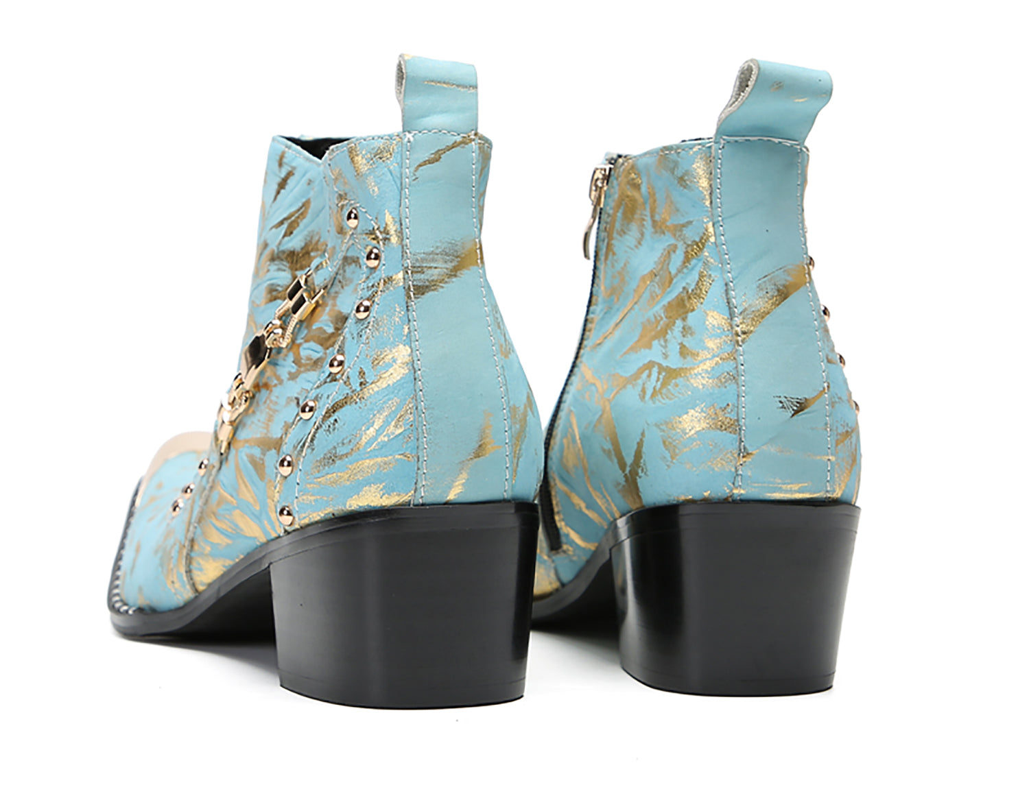 Men's Metal-Square Toe Beaded Western Boots