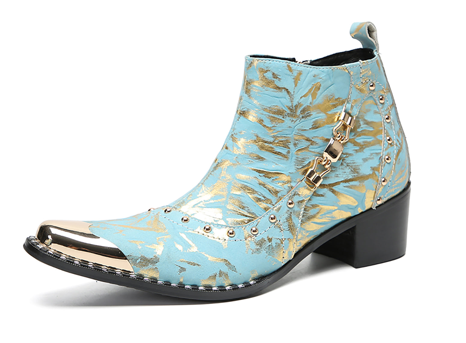 Men's Metal-Square Toe Beaded Western Boots