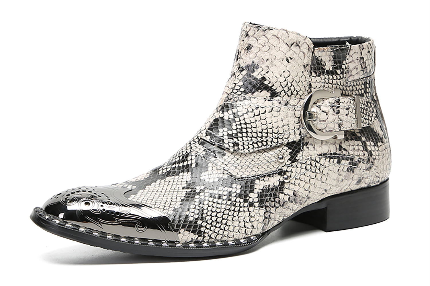Botas vaqueras con botones y punta de metal para hombre