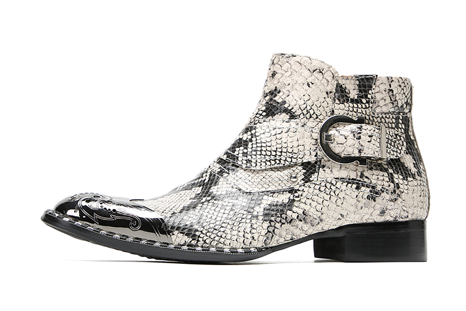 Botas vaqueras con botones y punta de metal para hombre