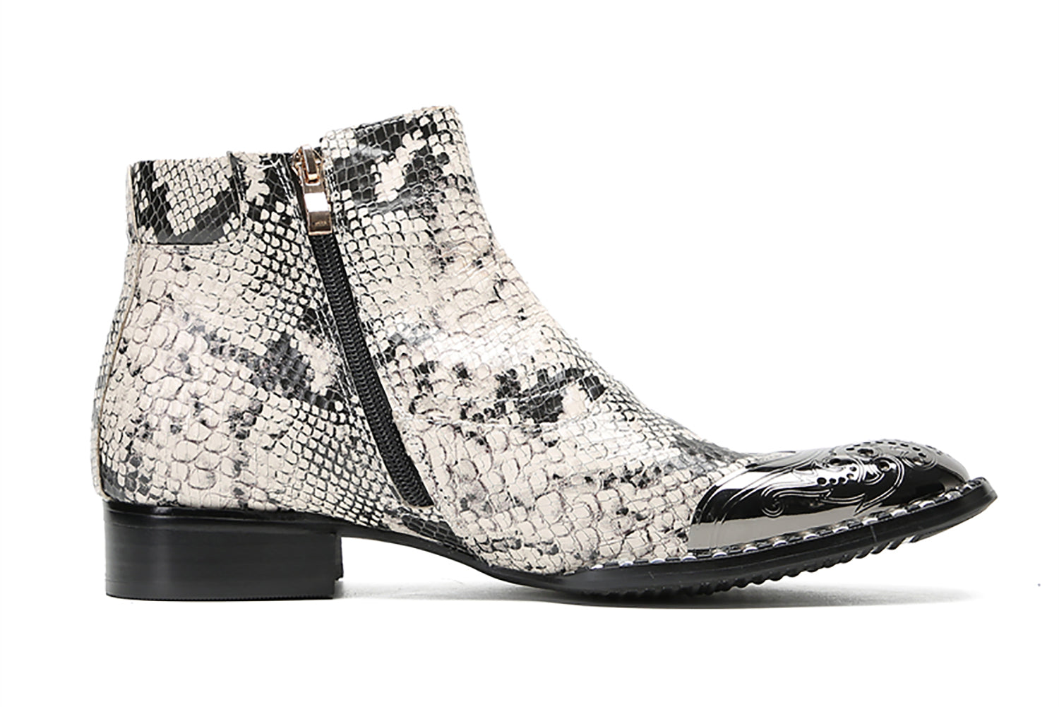 Botas vaqueras con botones y punta de metal para hombre