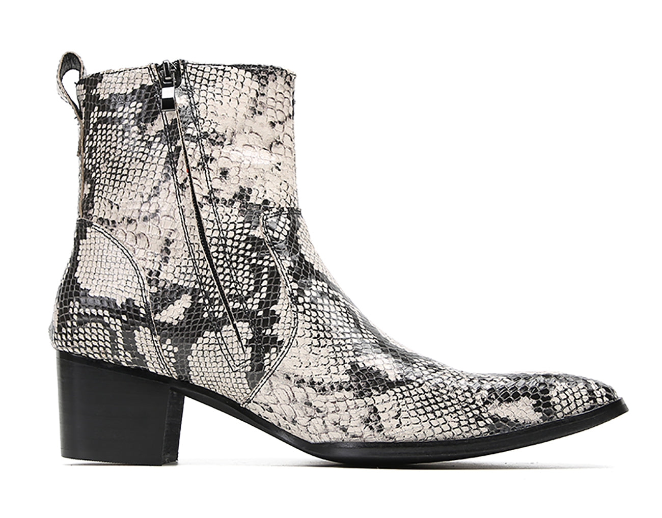 Botas estilo western Chelsea con textura de piel de serpiente para hombre