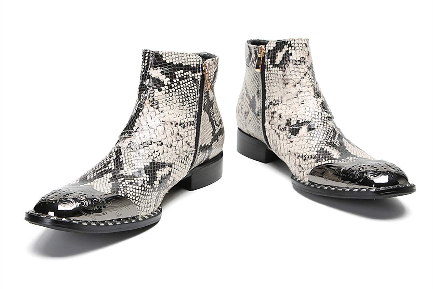 Botas vaqueras con botones y punta de metal para hombre