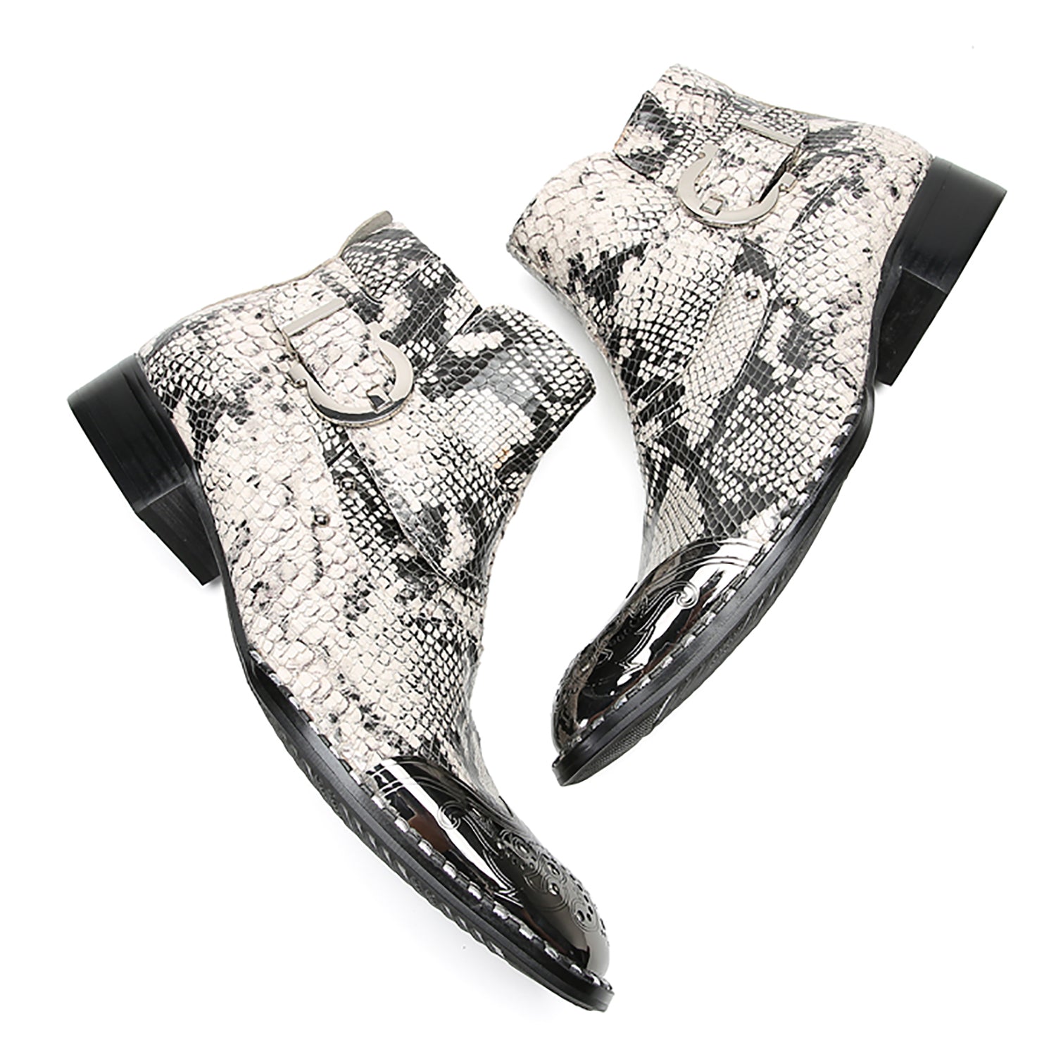 Botas vaqueras con botones y punta de metal para hombre