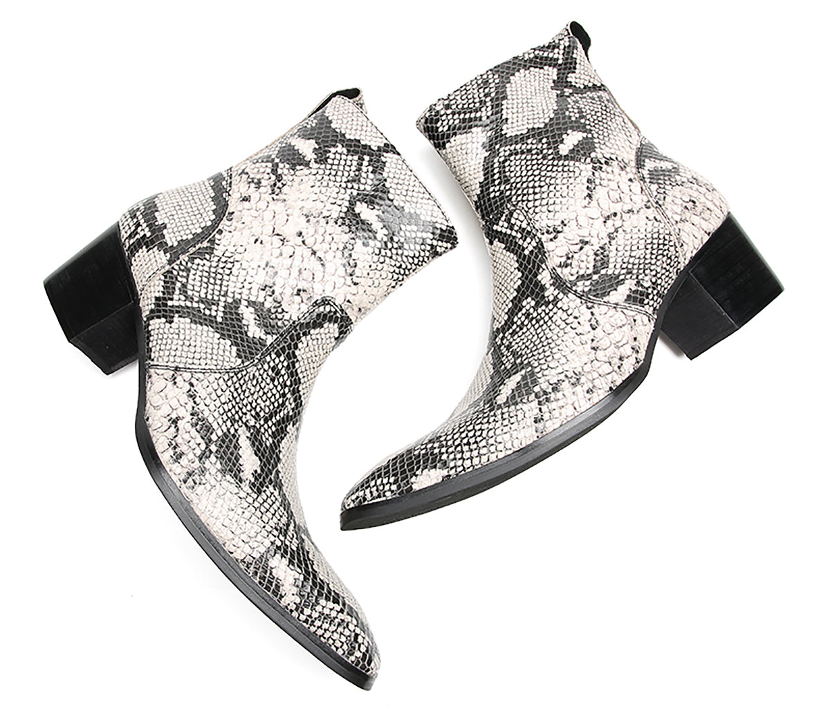 Botas estilo western Chelsea con textura de piel de serpiente para hombre