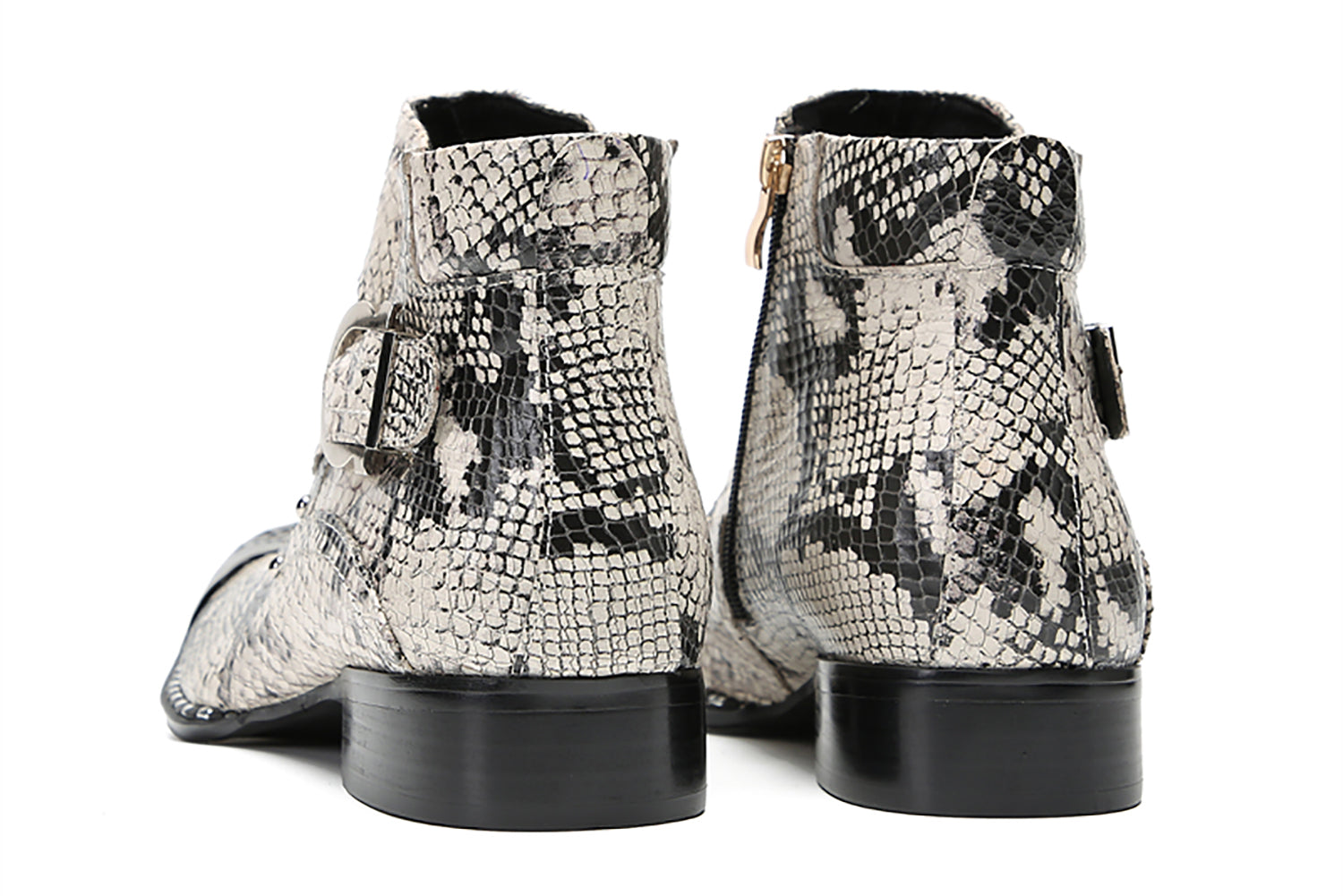 Botas vaqueras con botones y punta de metal para hombre