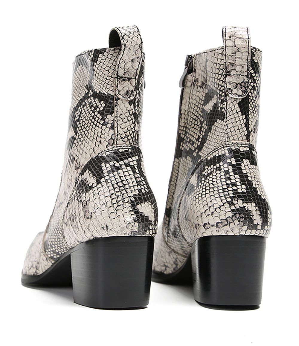 Botas estilo western Chelsea con textura de piel de serpiente para hombre