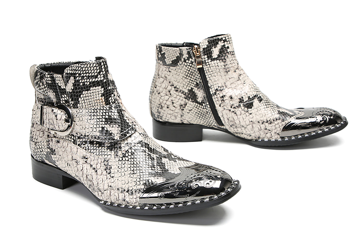 Botas vaqueras con botones y punta de metal para hombre