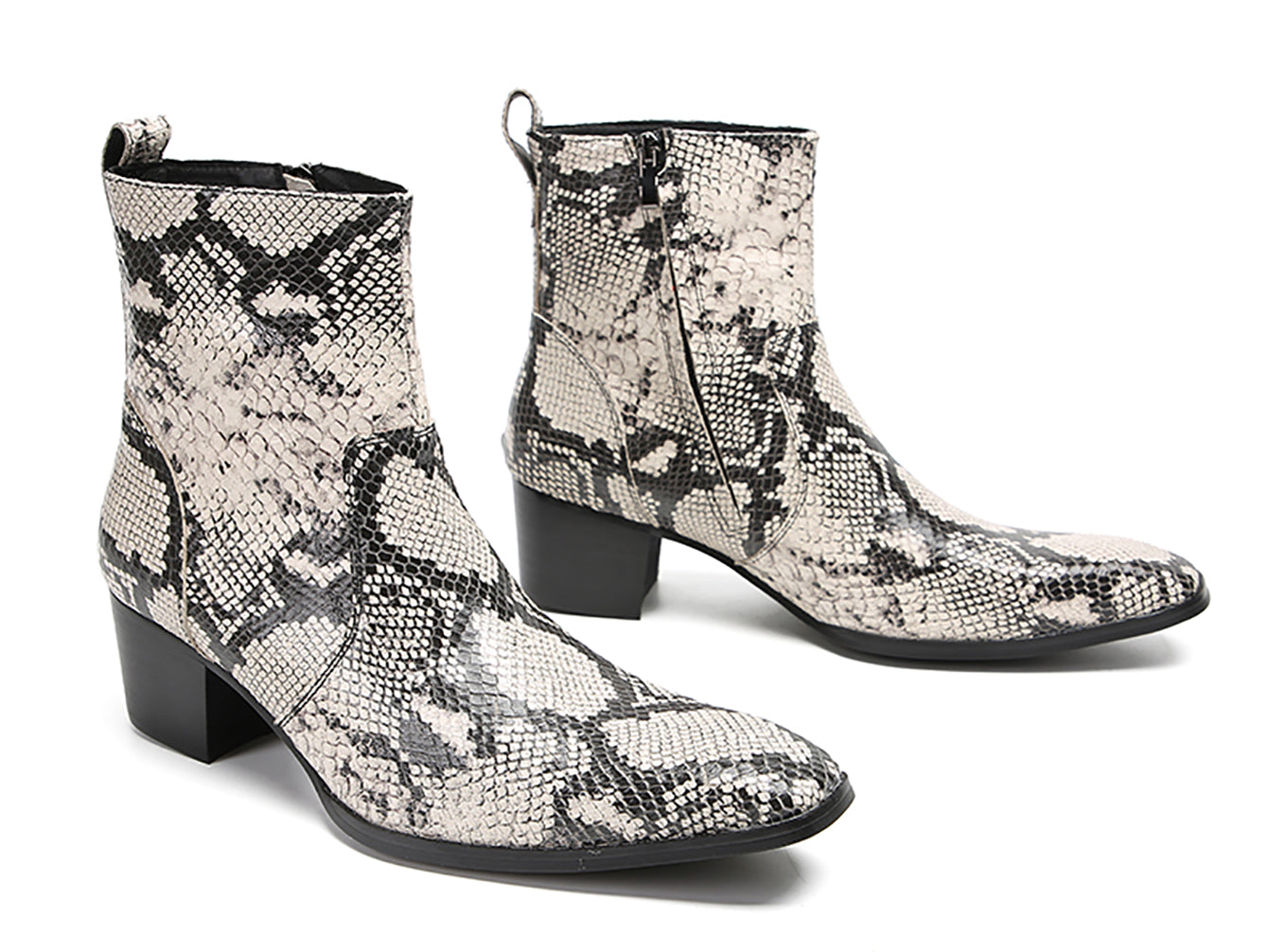 Botas estilo western Chelsea con textura de piel de serpiente para hombre