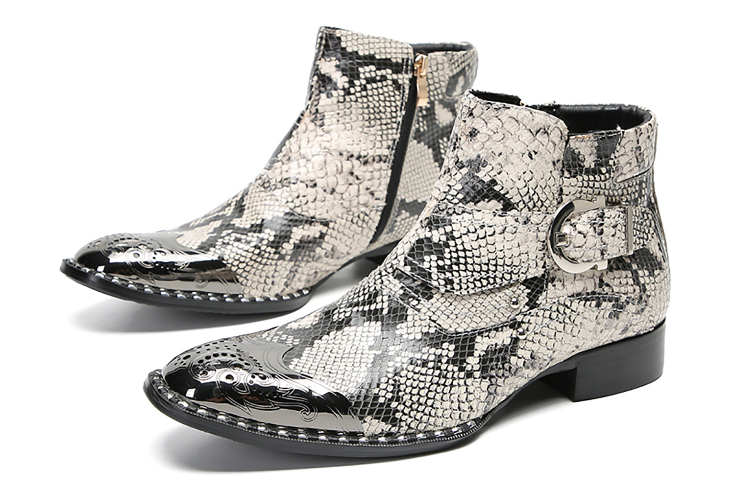 Botas vaqueras con botones y punta de metal para hombre