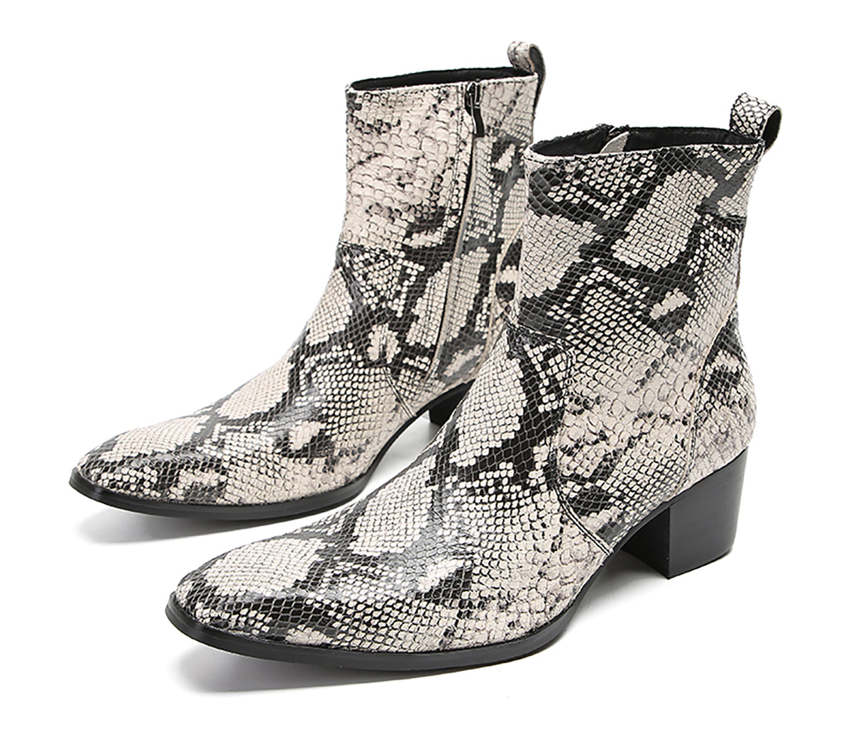 Botas estilo western Chelsea con textura de piel de serpiente para hombre