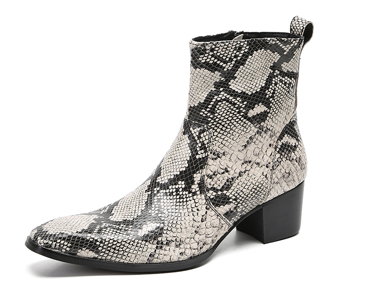 Botas estilo western Chelsea con textura de piel de serpiente para hombre