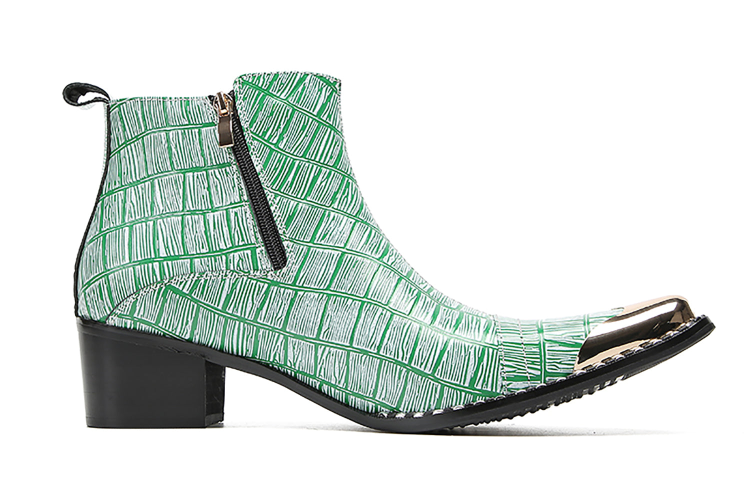 Botas occidentales con cremallera de dos caras y punta de metal para hombre