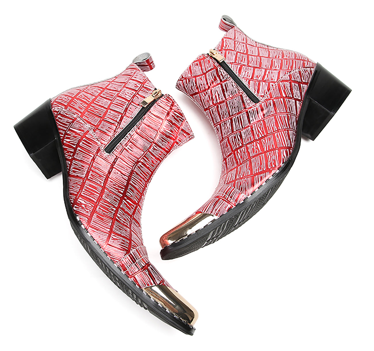 Botas occidentales con cremallera de dos caras y punta de metal para hombre