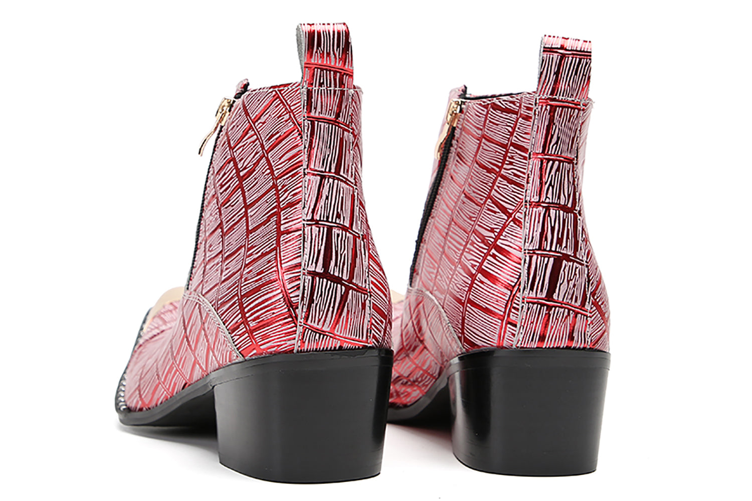 Botas occidentales con cremallera de dos caras y punta de metal para hombre