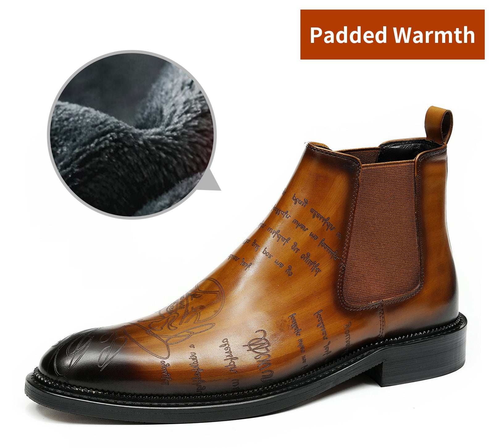 Botas Chelsea talladas formales de vestir a la moda para hombre