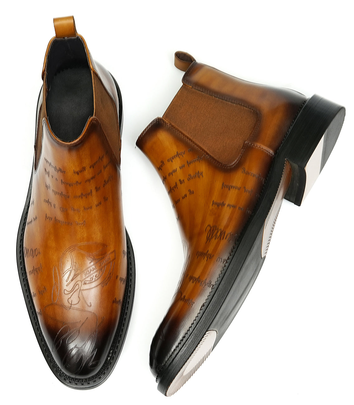 Botas Chelsea talladas formales de vestir a la moda para hombre