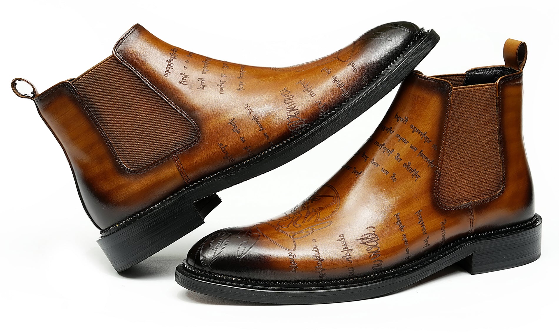 Botas Chelsea talladas formales de vestir a la moda para hombre