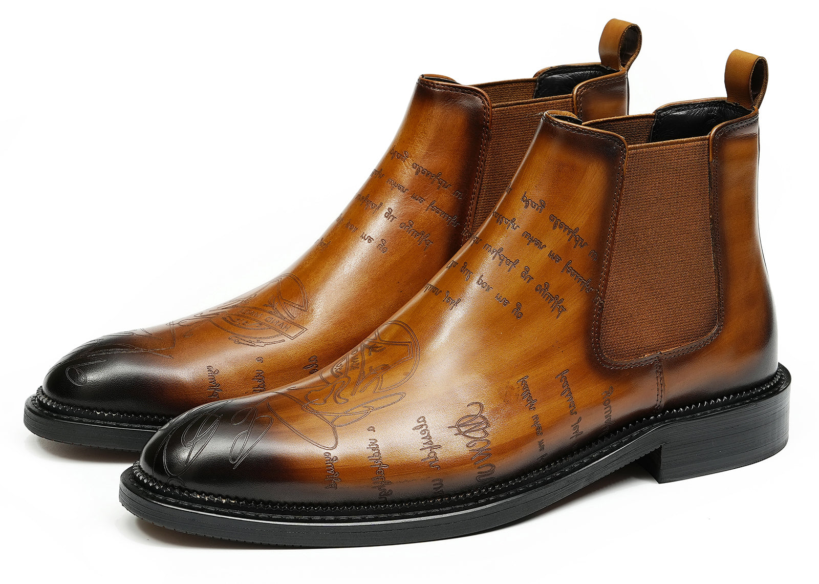 Botas Chelsea talladas formales de vestir a la moda para hombre