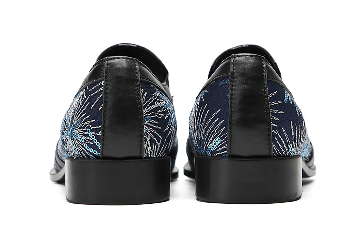 Men's Metal-Tip Toe Sequins Western Penny Loafers