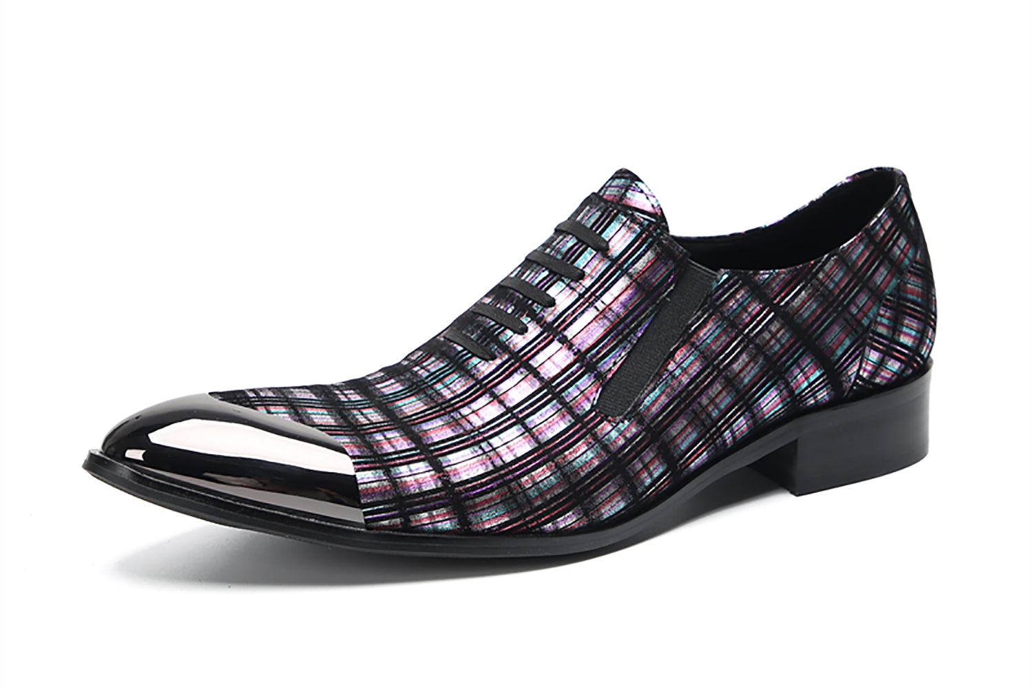 Mocasines occidentales con rayas y punta de metal para hombre