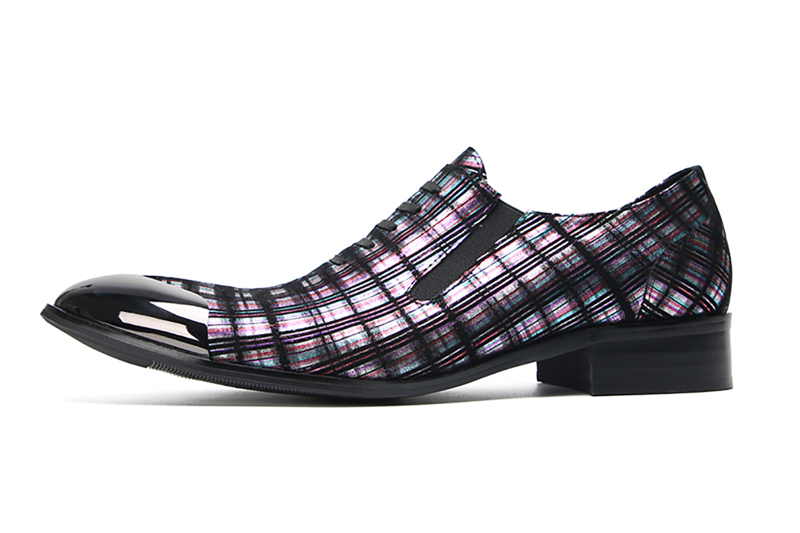Mocasines occidentales con rayas y punta de metal para hombre