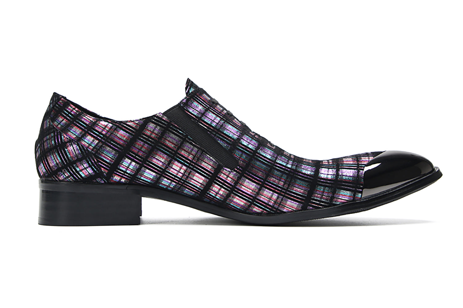 Mocasines occidentales con rayas y punta de metal para hombre