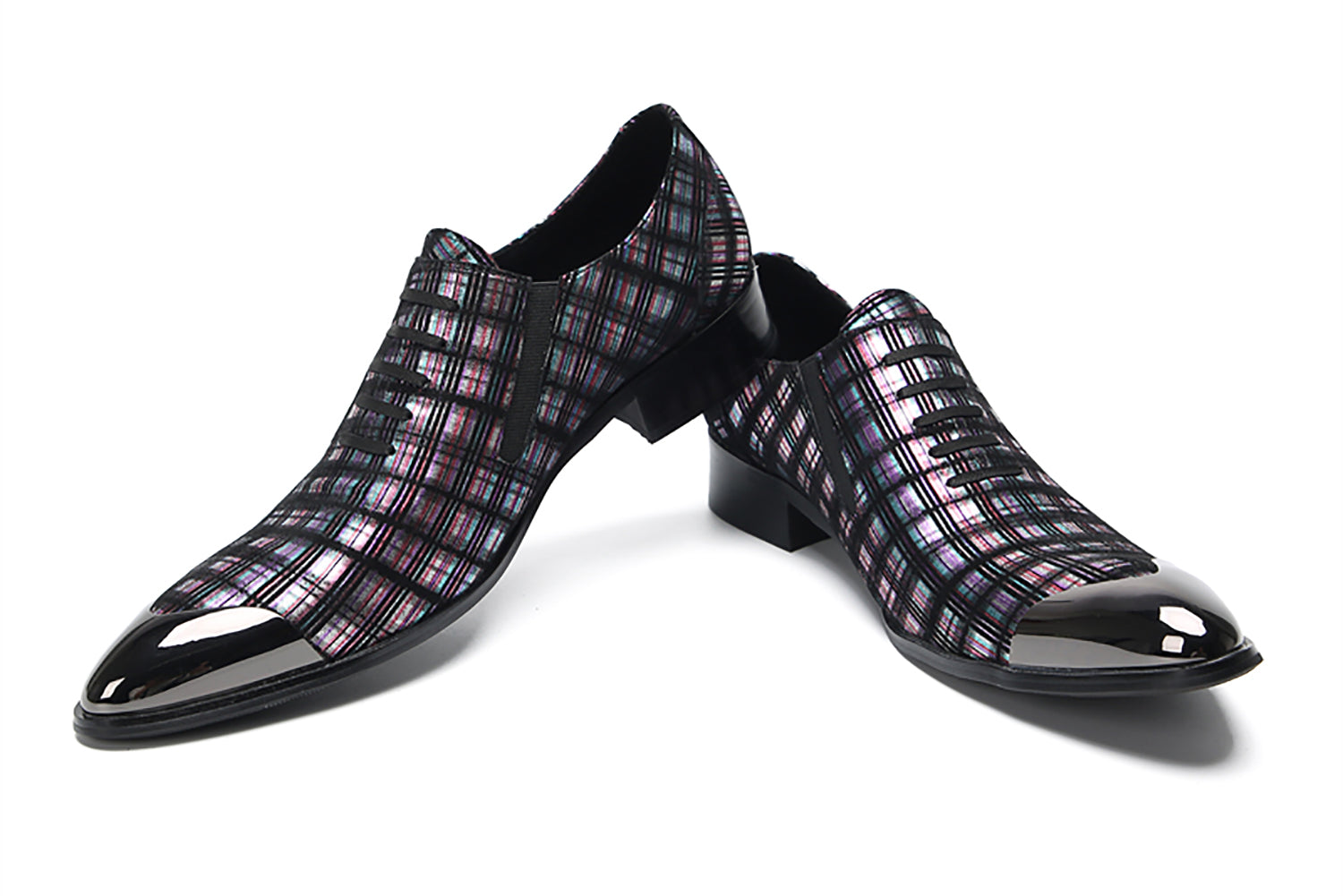 Mocasines occidentales con rayas y punta de metal para hombre