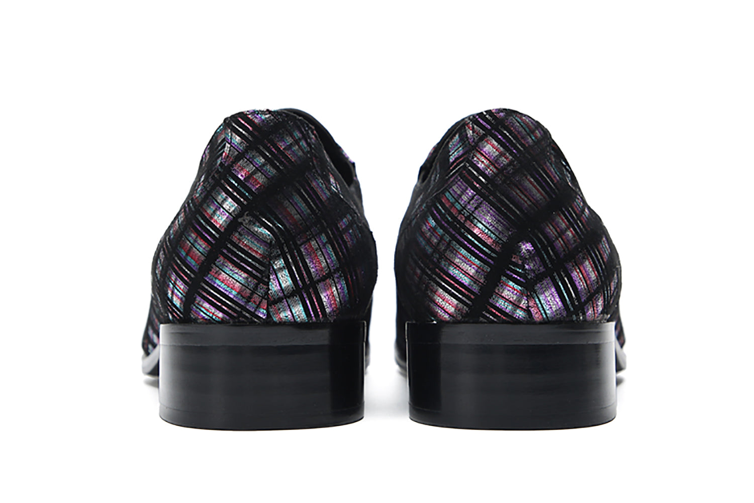 Mocasines occidentales con rayas y punta de metal para hombre