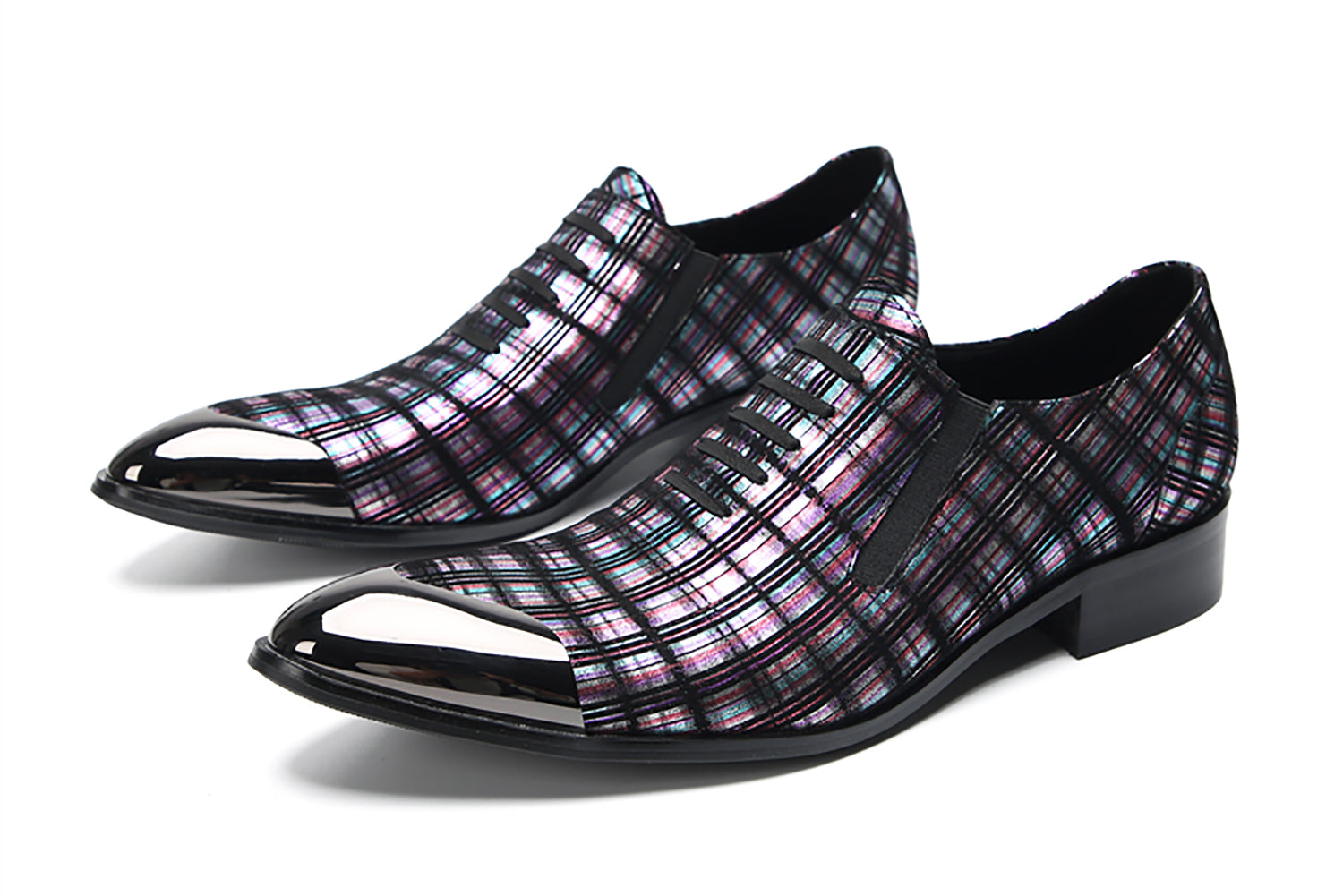 Mocasines occidentales con rayas y punta de metal para hombre