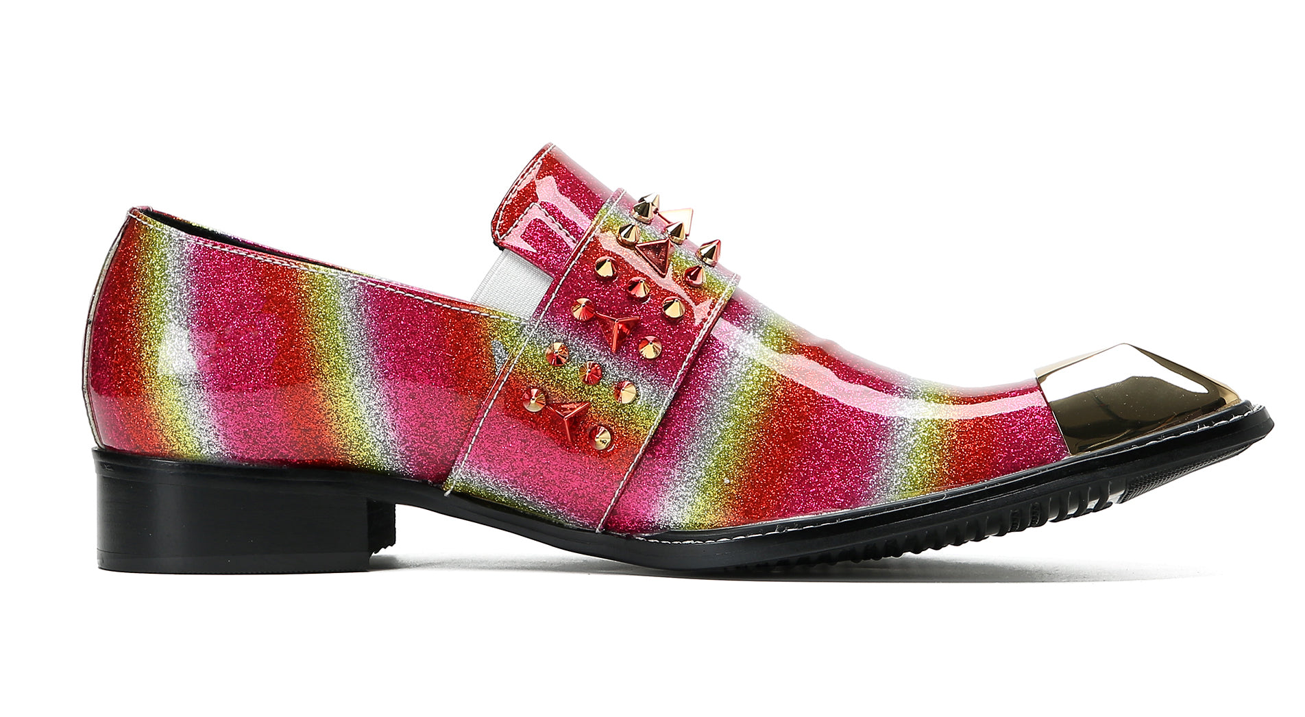 Men's Metal-Square Toe Western Buckle Loafers