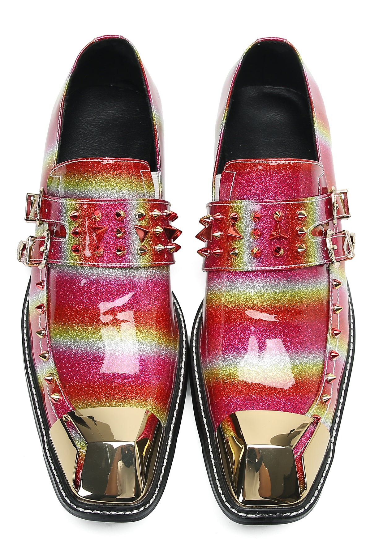 Men's Metal-Square Toe Western Buckle Loafers