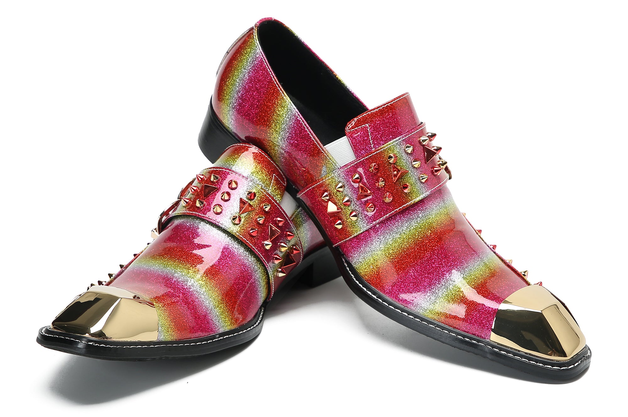 Men's Metal-Square Toe Western Buckle Loafers