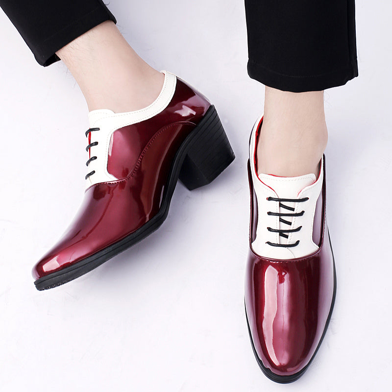 Men's Patent Leather Cuban Heel Oxfords Shoes
