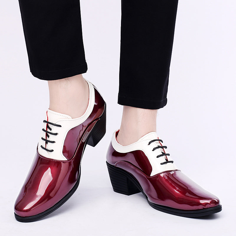 Men's Patent Leather Cuban Heel Oxfords Shoes