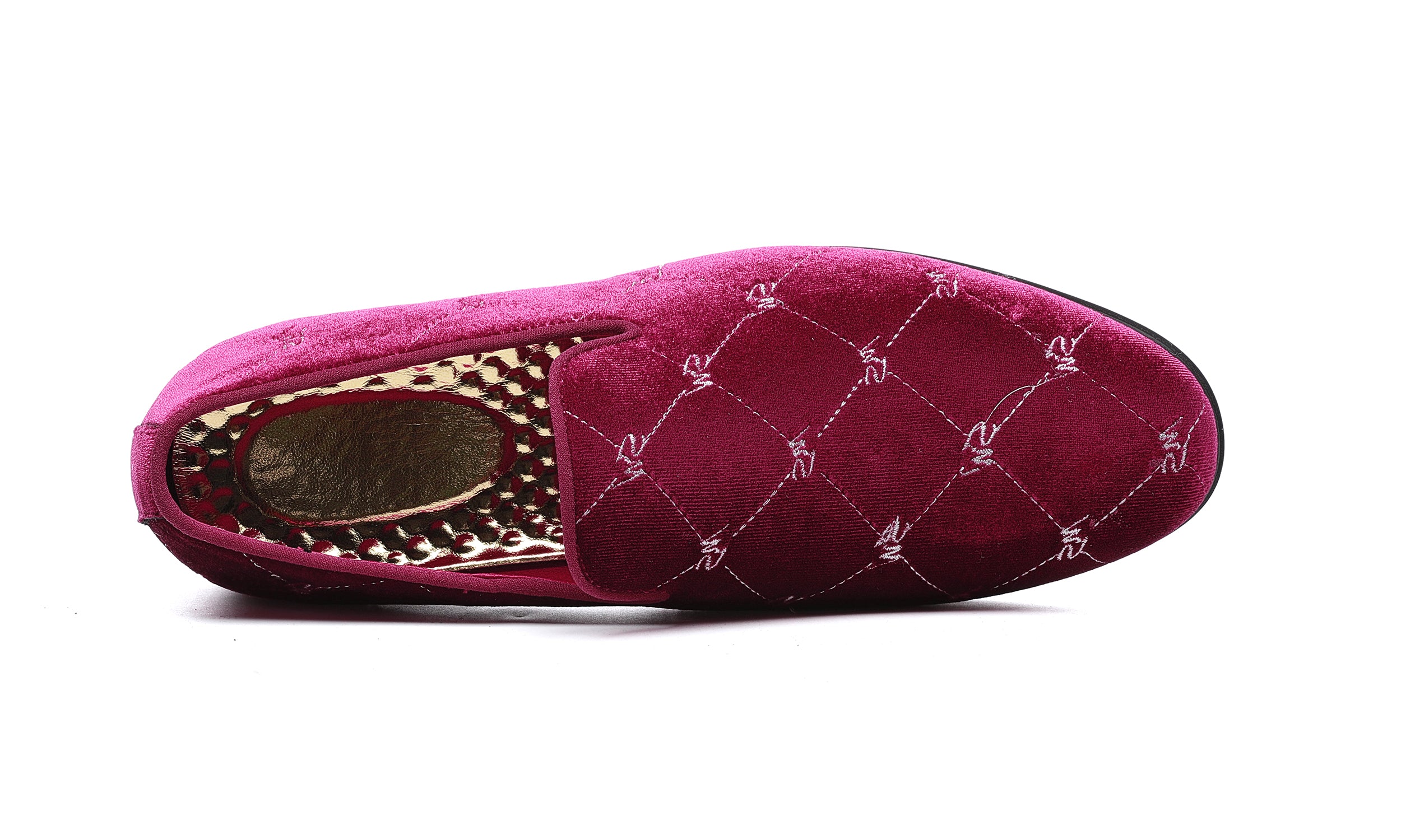 Mocasines de hombre de terciopelo con costuras plateadas