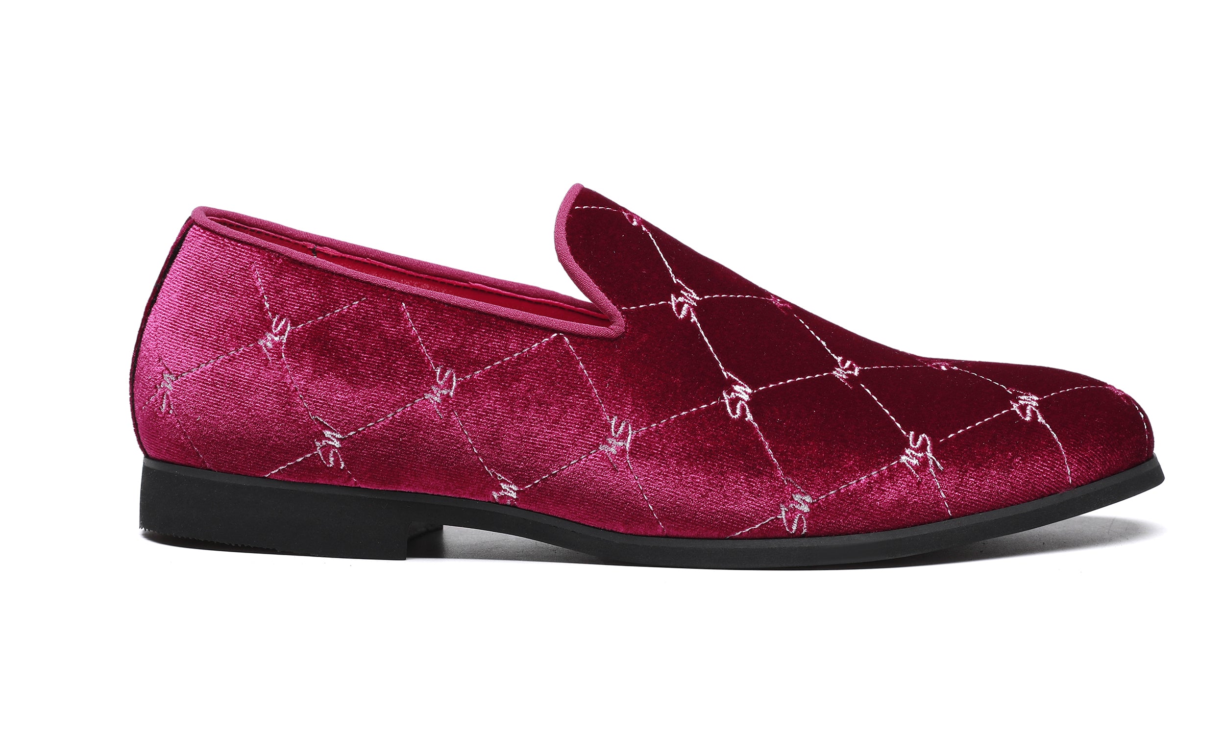 Mocasines de hombre de terciopelo con costuras plateadas